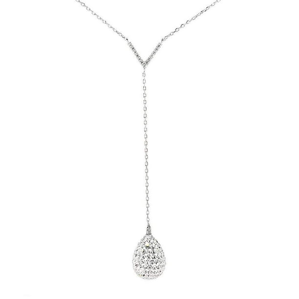 Silver Angel Teardrop Crystal Pendants Chain Necklace 8 Colours To Choose From 